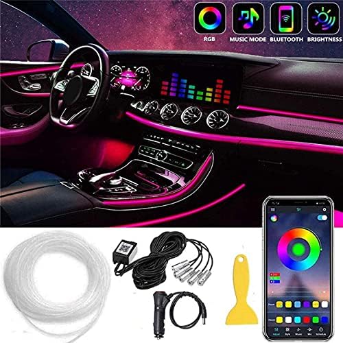 Sxlofty iç araba ışıkları, renkli araba LED şerit ışık, 5 in1 ile 236.22 inç Fiber optik, Neon Ortam aydınlatma kitleri, ses