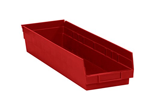 RetailSource 23 5/8 x 6 5/8 x 4 Kırmızı Plastik Raf Kutusu Kutuları (8'li paket)