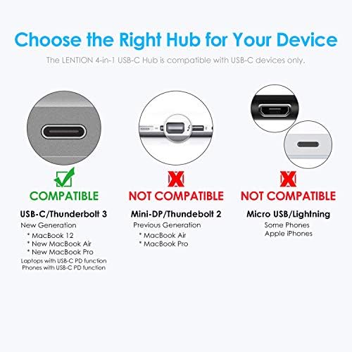 C Tipi, USB 3.0, USB 2.0 Uyumlu 2021- MacBook Pro 13/14/15/16, Yeni Mac Air/Surface, ChromeBook, Daha Fazlası, Multiport