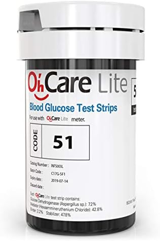 Oh?Care Lite Kan Şekeri Test Şeritleri (50 adet) - Oh için Kalibre Edilmiş Diyabetik Test Şeritleri?Care Lite Kan Şekeri Test
