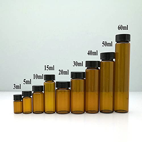 2 ml için 60 ml Cam Temizle Amber Küçük Ilaç Şişeleri Kahverengi Örnek Şişeler Laboratuvar Toz Reaktif Şişesi Konteynerler vidalı