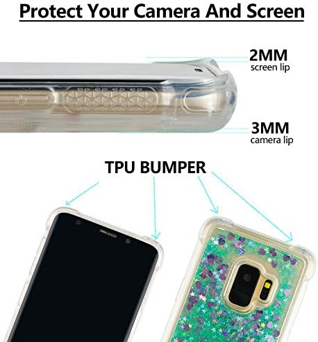 Galaxy S9 Sıvı Glitter Telefon Kılıfı, Galaxy S9 Şelale Glitter Vaka, 3D Bling Glitter Quicksand Sıvı Yüzer Jel Kauçuk Silikon