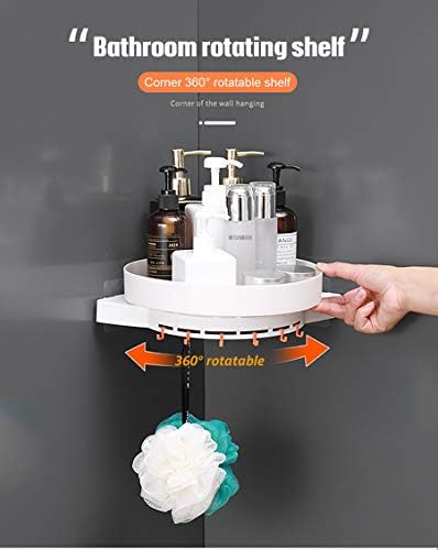 Köşe Duş Caddy Yapışkanlı Köşe Duş Rafları Kancalı Sondaj Yok, İç Duş ve Mutfak için 360 Rotasyon Duş Rafı