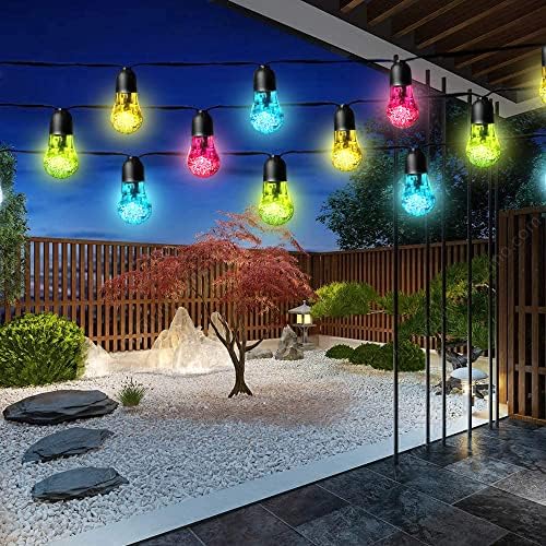 LiyuanQ güneş açık dize ışıkları kristal küre ışık dize 50 LED 32.8 ayaklar güneş enerjili veranda ışıkları 8 aydınlatma modları