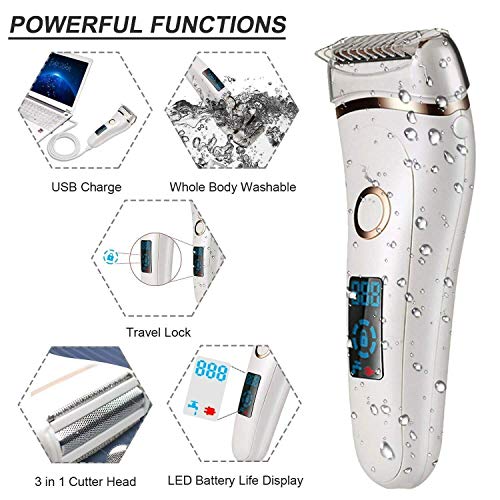 Kadınlar için elektrikli Tıraş Makinesi, Şarj edilebilir LED Pil Ömrü Göstergesi Kadınlar için Bikini Düzeltici, Bikini Kadınlar