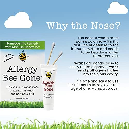 Allergy Bee Gone Mevsimsel Alerjiler için Doğal Burun Sürüntüsü Çözümü w / Manuka Balı-Alerji Semptomlarını Hafifletme