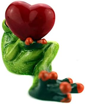 WEALTHCOMİNG 3D Yaratıcı Heykeller Sevimli Yeşil Kurbağa Figürinler ile Kırmızı Tatlı Kalp, sevgililer Günü Hediyeleri