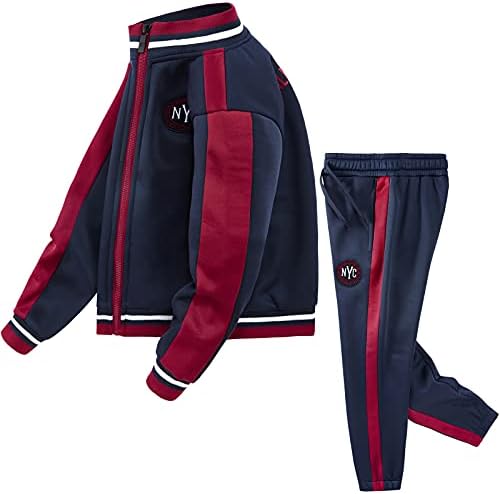 Boys ' Activewear Çocuk Giyim Setleri Tam Zip Polar Fırça Eşofman Aktif Ceket ve Pantolon 2 Parça 2-8 Yıl