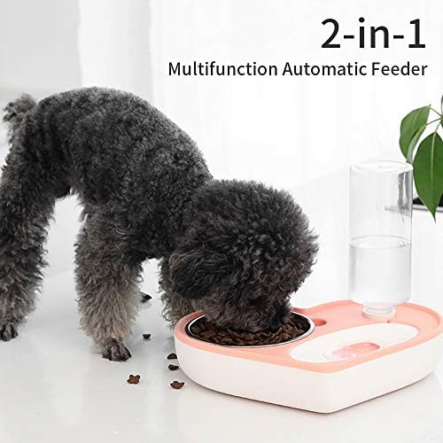 ASENVER Otomatik evcil hayvan besleyici 2-in-1 Kedi Besleme Dağıtıcı Ayrılabilir Köpek Su Şişesi ve yiyecek kasesi Kalp Şeklinde