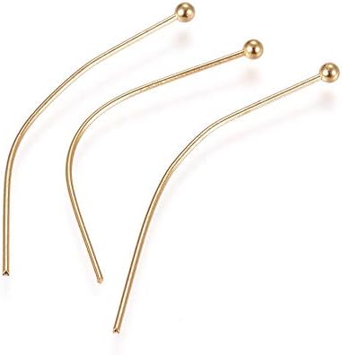 UNİCRAFTALE 200 adet Paslanmaz Çelik Topu Headpins Altın Takı Pins Güzel Saten Pin Küpe Pins Boncuk DIY Takı Yapımı ıçin 50x0.