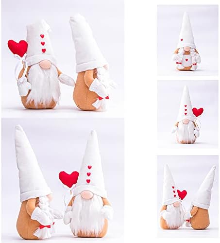 2 Pcs Sevgililer Günü Cüceler Süslemeleri, sevimli El Yapımı Sevgililer Gnome Dekor İsveç Tomte Dolması Elf Leprikon Cüceler