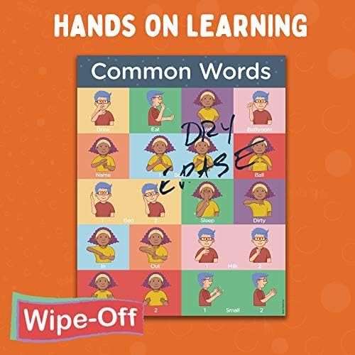 Sınıf için İşaret Dili Posterleri-2 Paketi, Çocuklar için Günlük ve Yaygın Olarak Kullanılan Kelimeler İşaret Dili Çizelgelerini