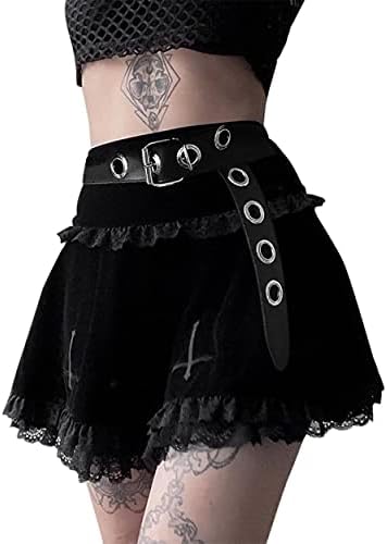 Pilili etek Goth elbise Kawaii ekose Punk koyu Mini sevimli yüksek bel Gotik