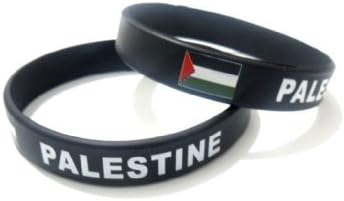 Filistin çok renkli ülke bayrağı Unisex silikon bilezik kauçuk spor bileklik manşet 8 inç 20.2 cm