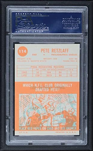 1963 Topps 114 Pete Retzlaff Philadelphia Kartalları (Futbol Kartı) PSA PSA 7.00 Kartallar Kuzey Dakota